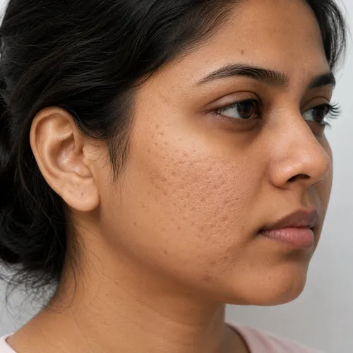 Acne scar treatment and skin texture evaluation