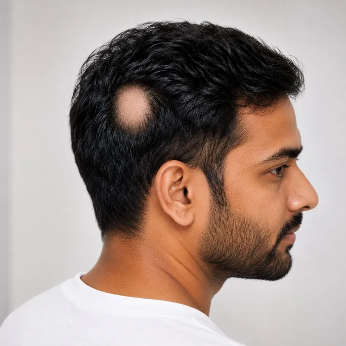 Alopecia areata patchy hair loss on scalp