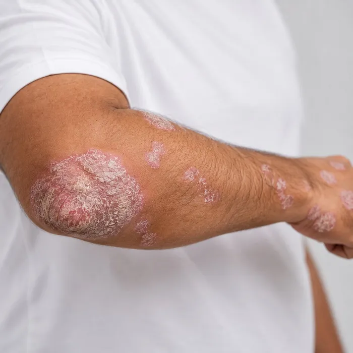 Psoriasis skin patches during clinical evaluation